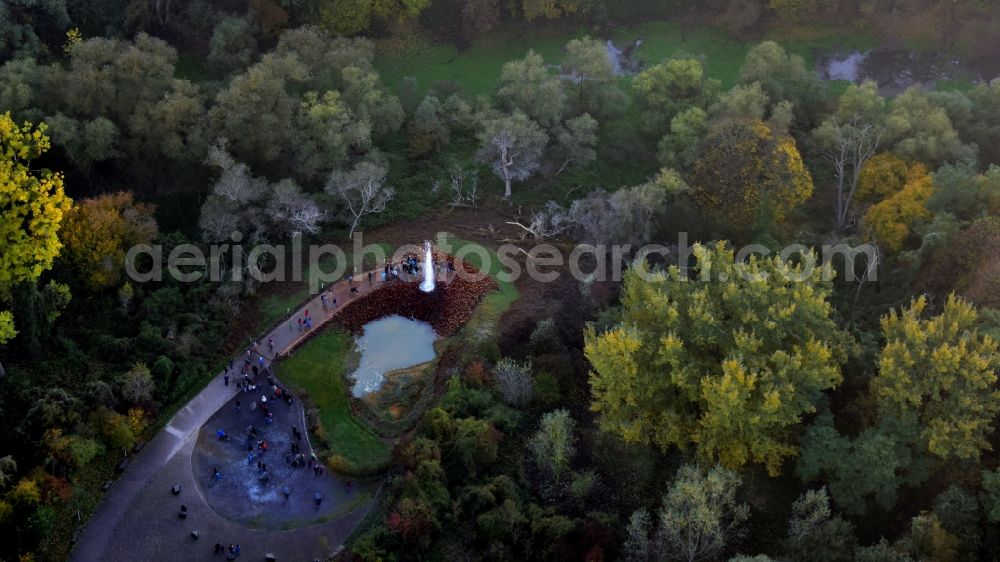 Andernach from the bird's eye view: Water - fountain in the Geysir of Namedyer Werth in Andernach in the state Rhineland-Palatinate, Germany