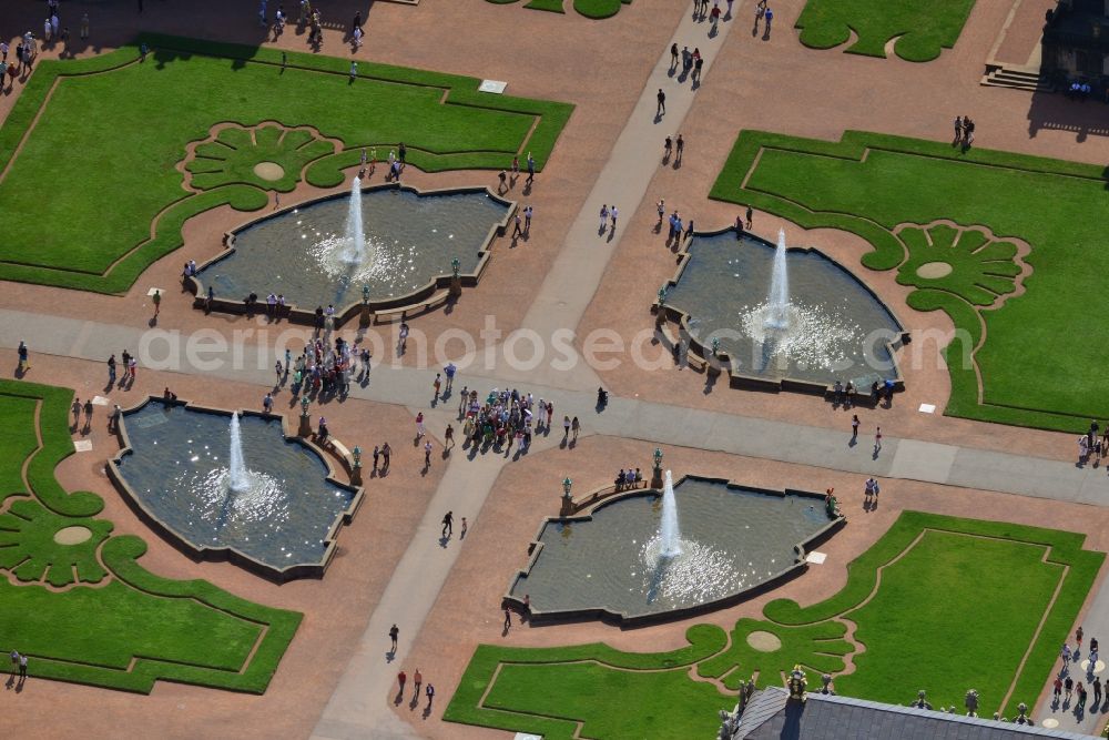 Dresden from the bird's eye view: View over the inner yard of Zwinger, a landmark of Dresden and one of the most important complete artworks in Germany, built in Baroque style