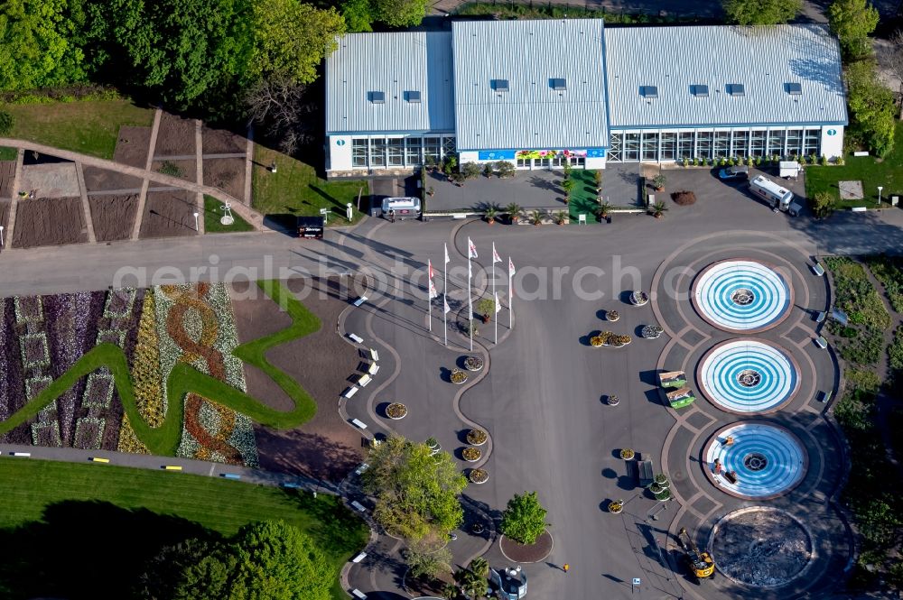 Aerial photograph Erfurt - Water - fountain in the district Hochheim in Erfurt in the state Thuringia, Germany