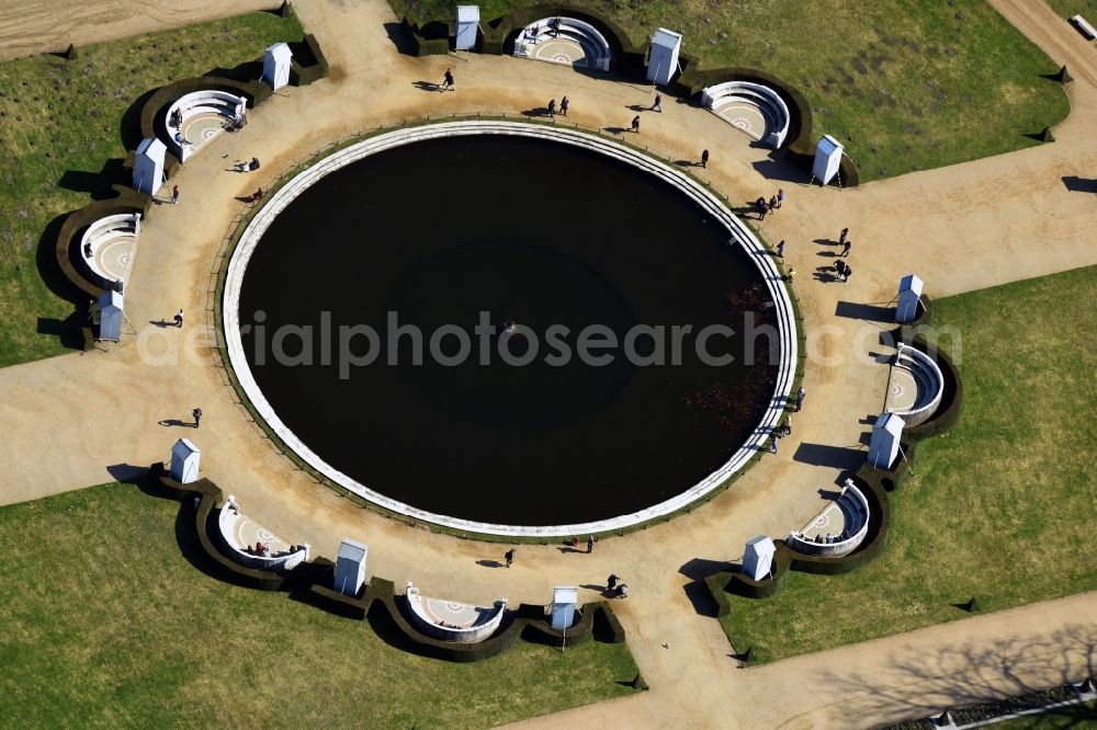 Potsdam from above - Water - fountain in the Parkgelaende Sanssouci in the district Westliche Vorstadt in Potsdam in the state Brandenburg