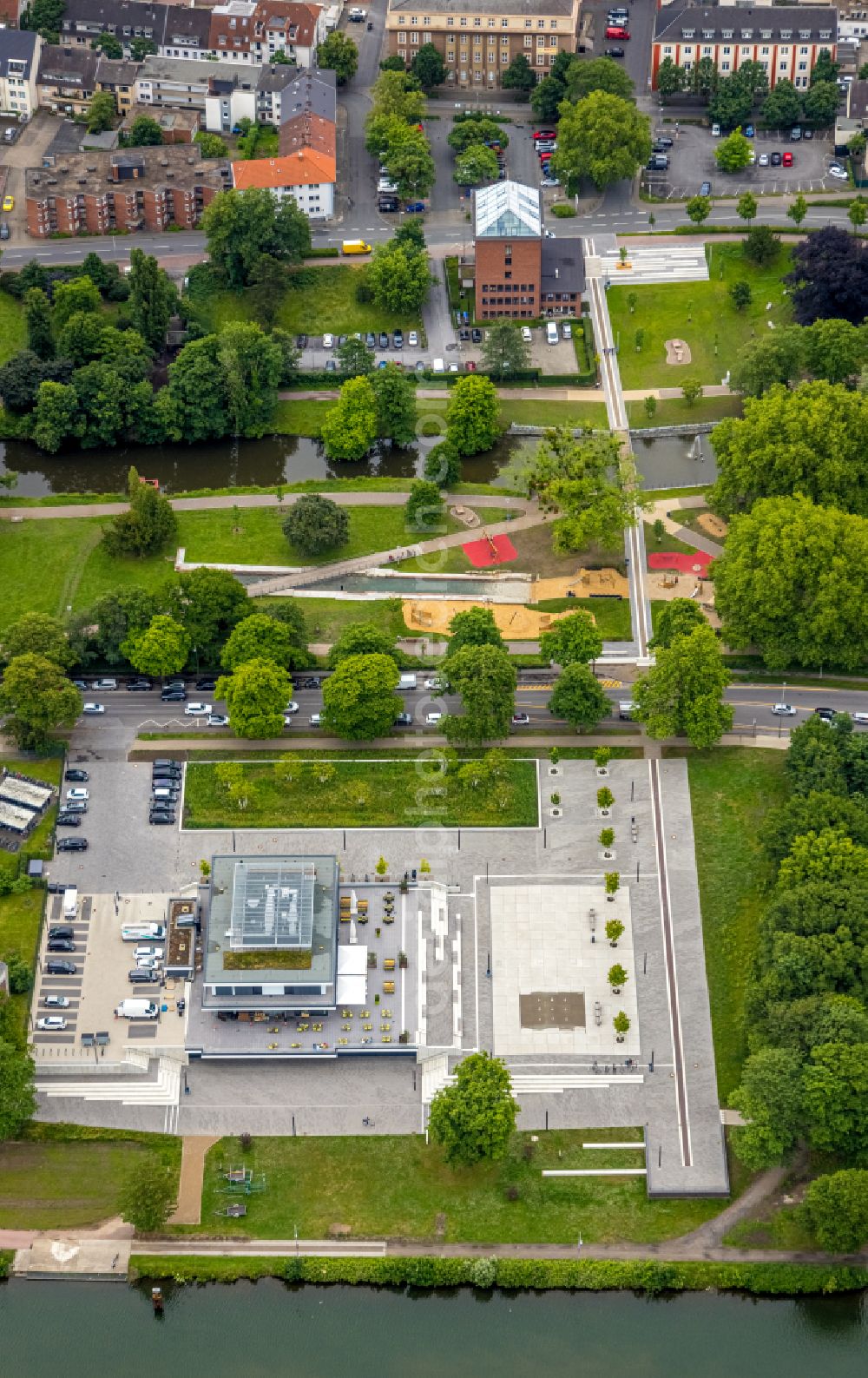 Hamm from above - Water sports center on Adenauerallee in Hamm at Ruhrgebiet in the state North Rhine-Westphalia, Germany