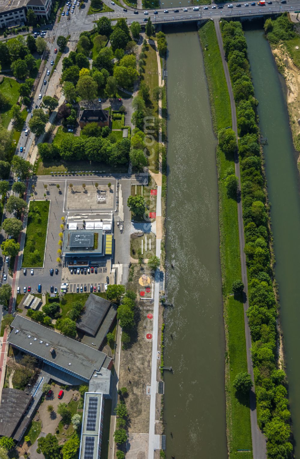 Aerial image Hamm - water sports center on Adenauerallee in Hamm at Ruhrgebiet in the state North Rhine-Westphalia, Germany