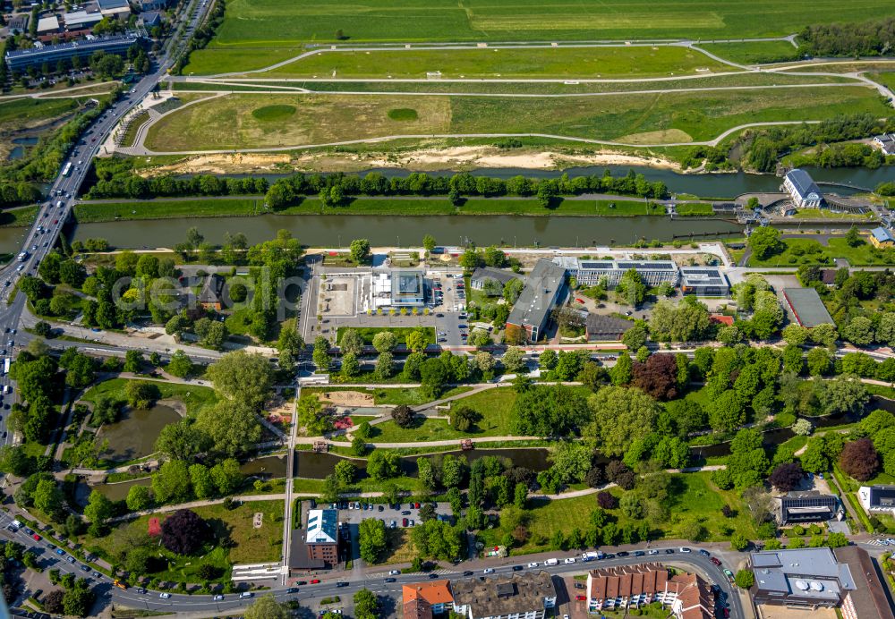 Hamm from the bird's eye view: water sports center on Adenauerallee in Hamm at Ruhrgebiet in the state North Rhine-Westphalia, Germany