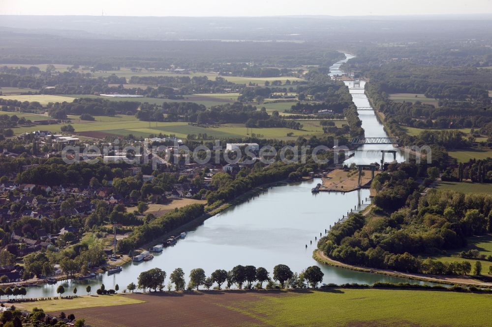 Datteln from above - View of the Wasserstrassenkreuz Datteln in the state of North Rhine-Westphalia