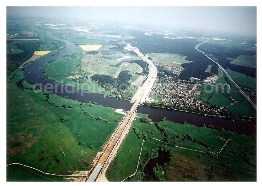 Aerial image Rothensee - Wasserstraßenkreuz Magdeburg.