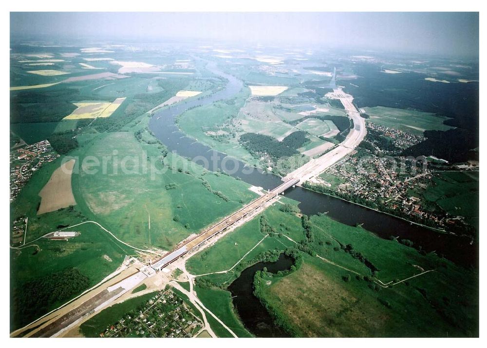 Aerial photograph Rothensee - Wasserstraßenkreuz Magdeburg.