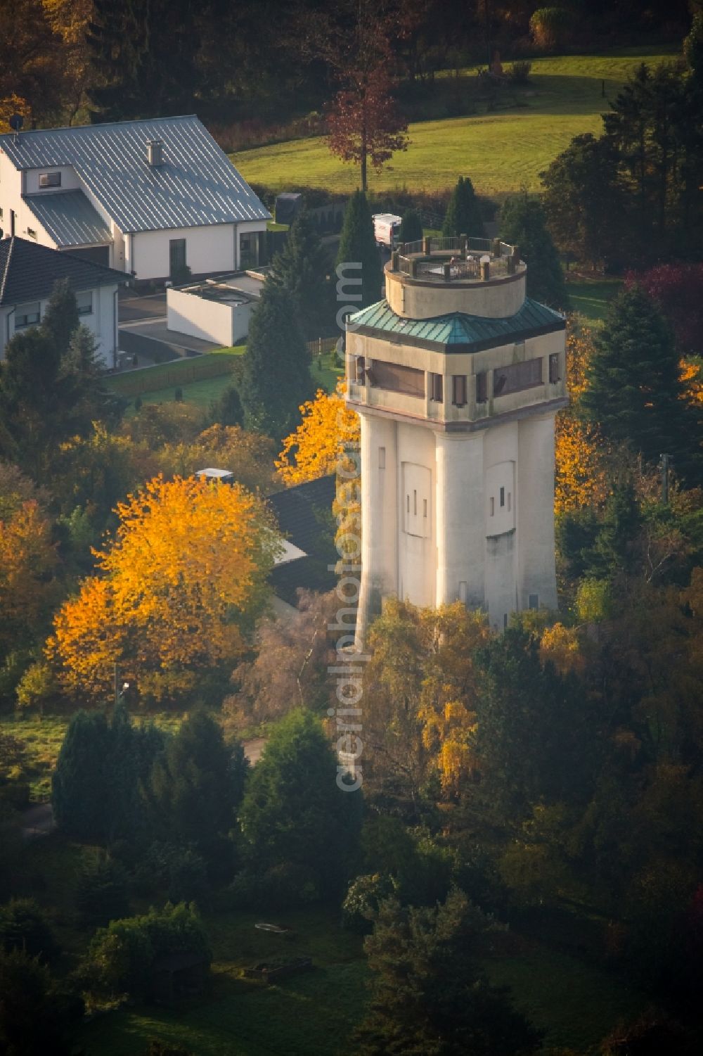 Aerial image Witten - Building of industrial water tower in Witten-Bommerholz in the state of North Rhine-Westphalia