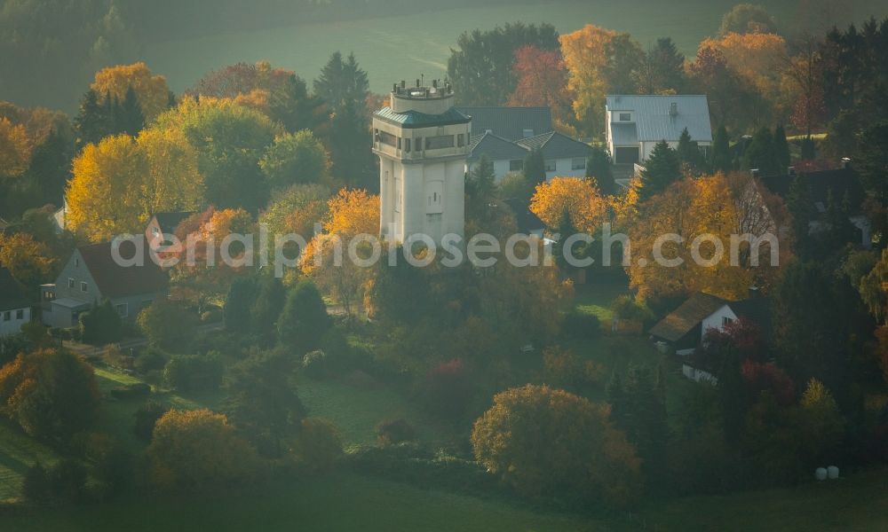 Witten from above - Building of industrial water tower in Witten-Bommerholz in the state of North Rhine-Westphalia