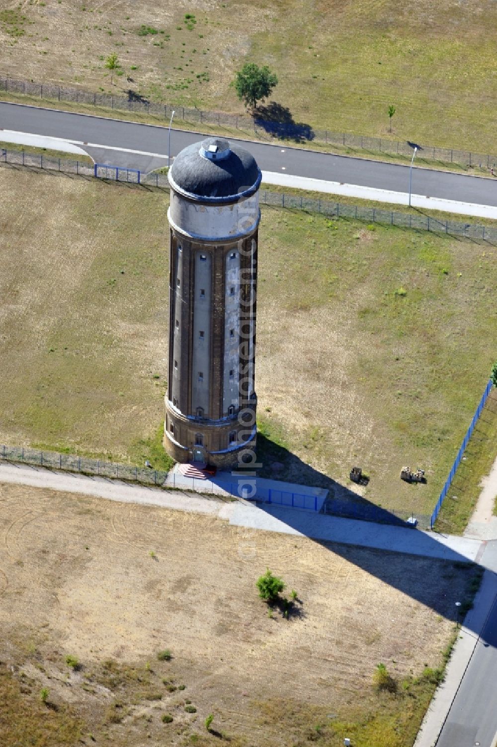 Aerial photograph Wolfen - Water tower on the site of the former Wolfen film factory in the state of Saxony-Anhalt