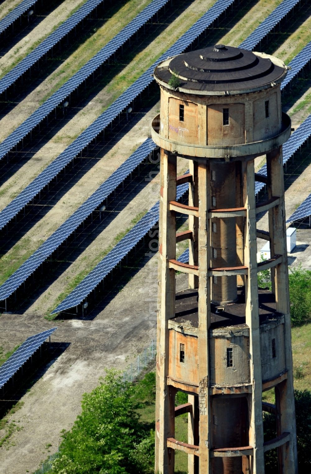 Aerial image Lauta - Water tower Lauta in the state Saxony