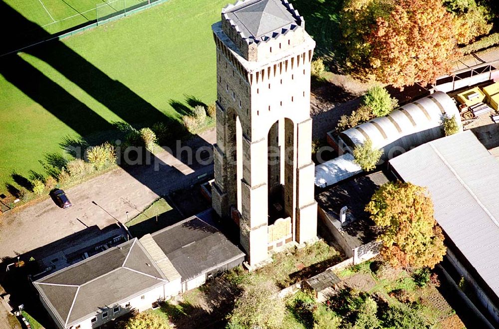 Eberswalde / Brandenburg from above - Wasserturm an der Messingwerksiedlung (UNESCO-Denkmalsliste) in Eberswalde - Finow (Brandenburg). Bauordnungsamt Untere Denkmalschutzbehörde Heegermühler Str. 75 16225 Eberswalde Tel: 03334/214385 Fax: 03334/214379 E-Mail: martina.Kohl@barnim.de