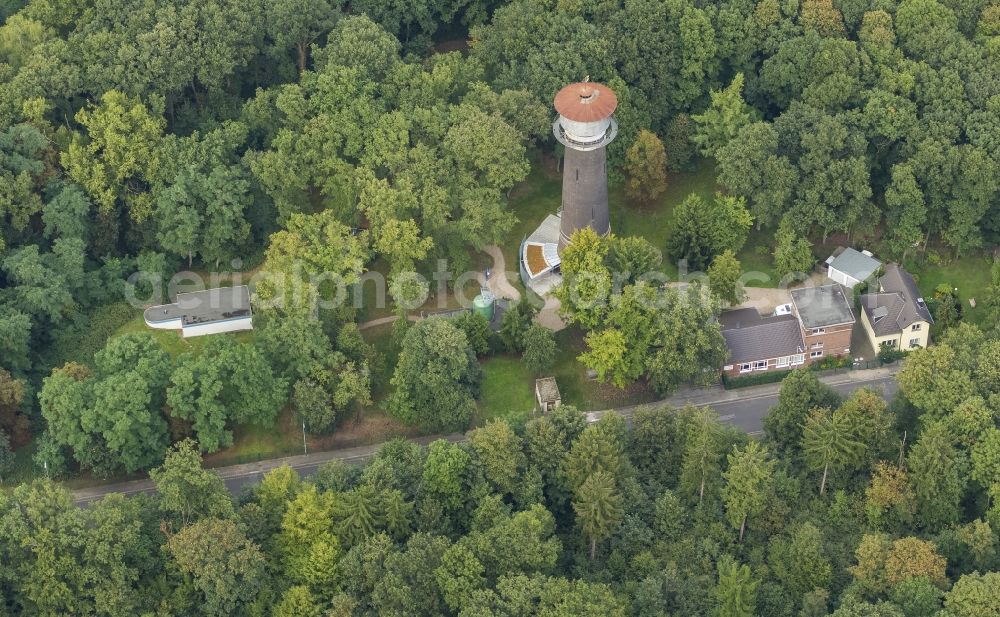 Aerial image Moers - Water tower in Moers Vinn in the Ruhr area in North Rhine-Westphalia