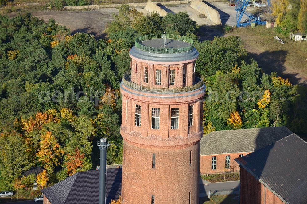 Brandenburg an der Havel from the bird's eye view: View of the landmark of Kirchmöser, the water tower. This building is a protected monument and is today used by the forestry industry as a guard and coordination point