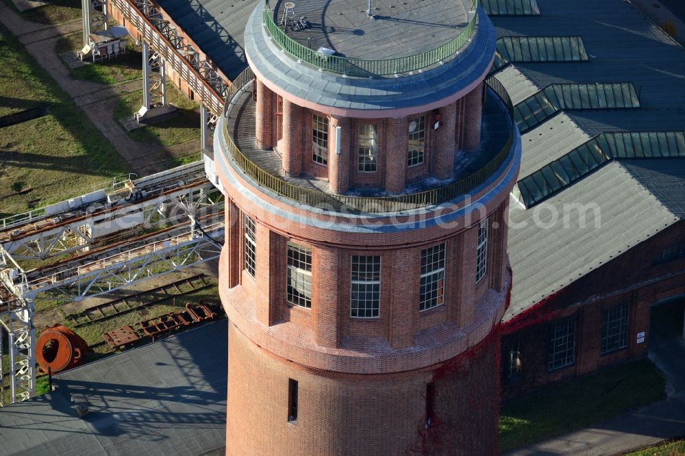 Aerial photograph Brandenburg an der Havel - View of the landmark of Kirchmöser, the water tower. This building is a protected monument and is today used by the forestry industry as a guard and coordination point