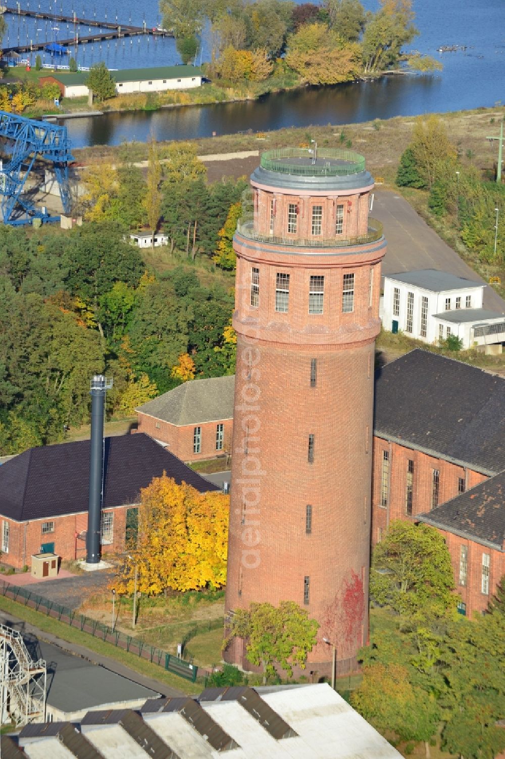 Brandenburg an der Havel from the bird's eye view: View of the landmark of Kirchmöser, the water tower. This building is a protected monument and is today used by the forestry industry as a guard and coordination point