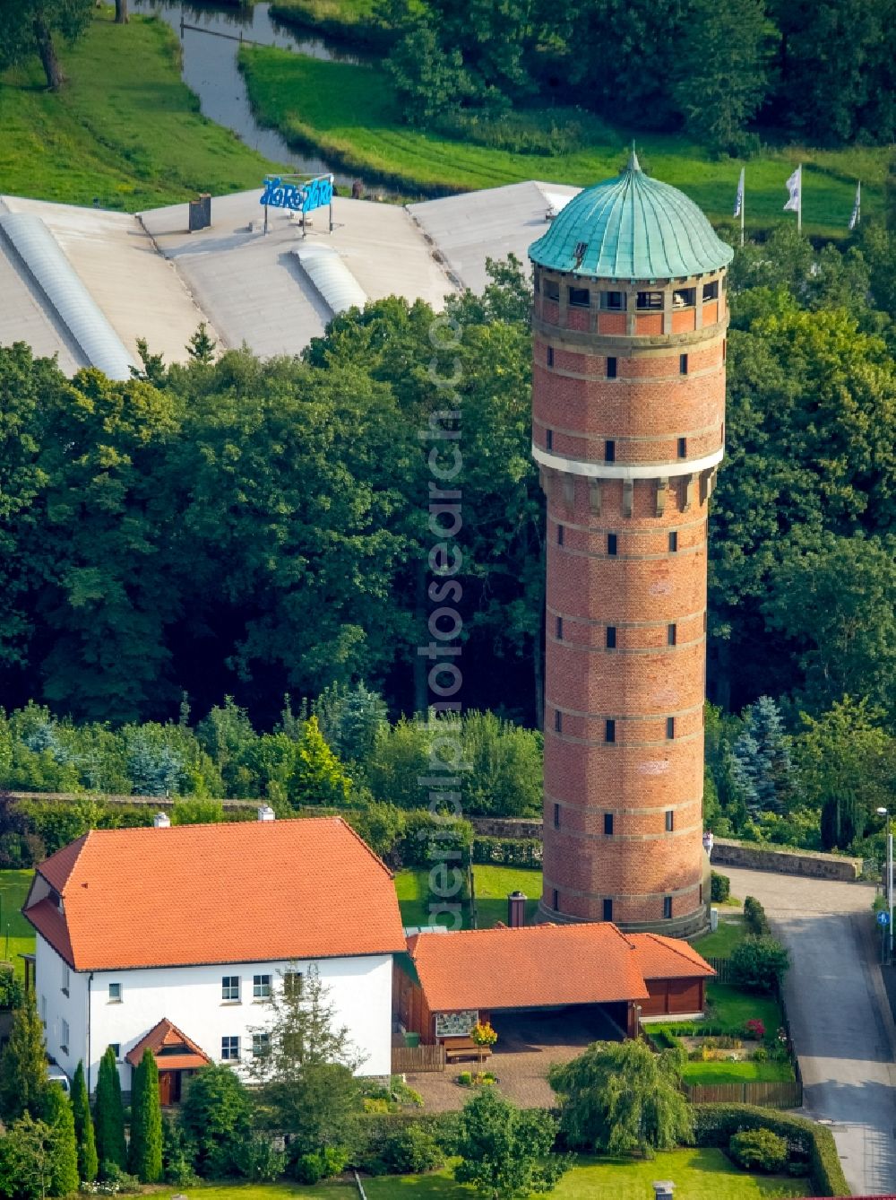 Aerial photograph Rüthen - Building of water tower in Ruethen in the state North Rhine-Westphalia