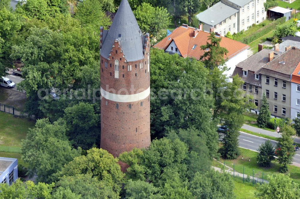 Bernau from the bird's eye view: Look at the water tower of Bernau. The landmarked building was responsible for the pressure exchange in the city's water system