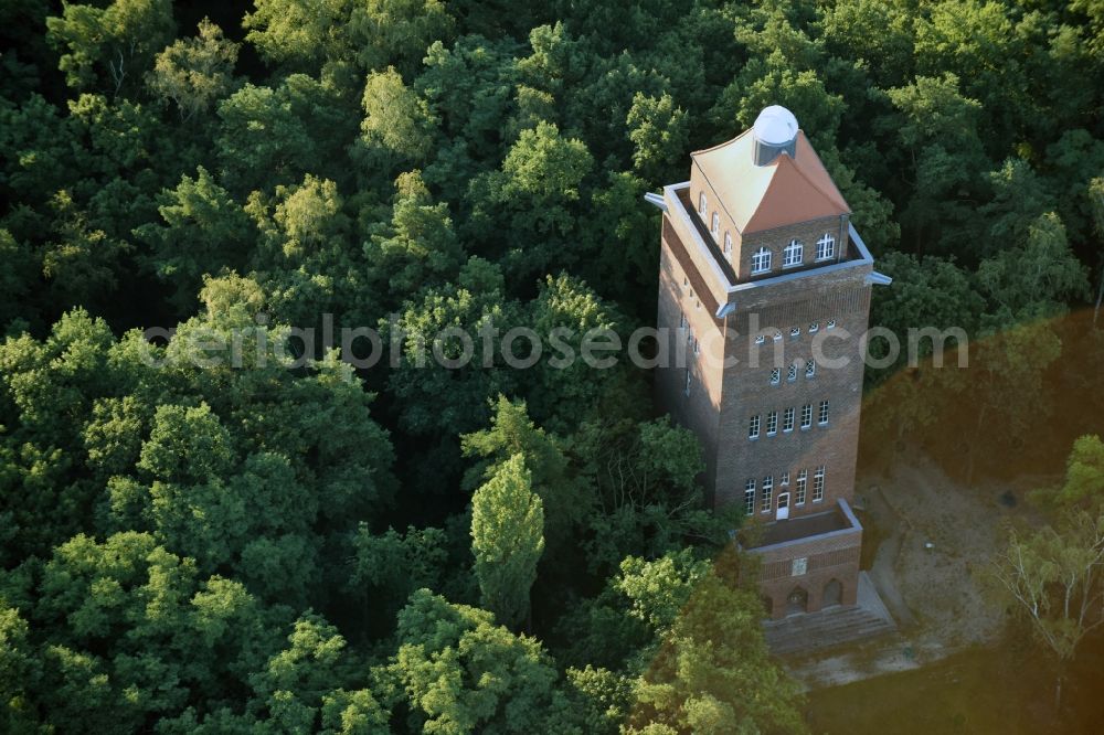 Beelitz from above - Water tower and observatory on Karl-Liebknecht-Strasse in Beelitz in the state of Brandenburg