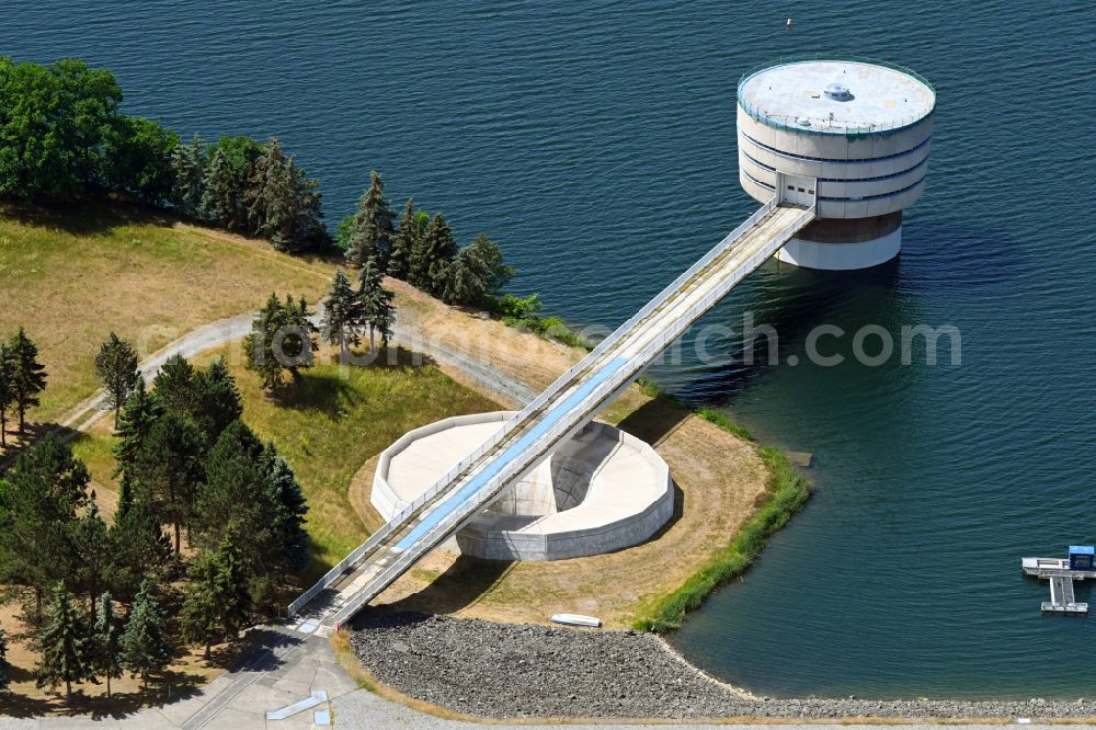 Aerial image Zeulenroda-Triebes - Building of industrial monument water tower in Zeulenroda-Triebes in the state Thuringia