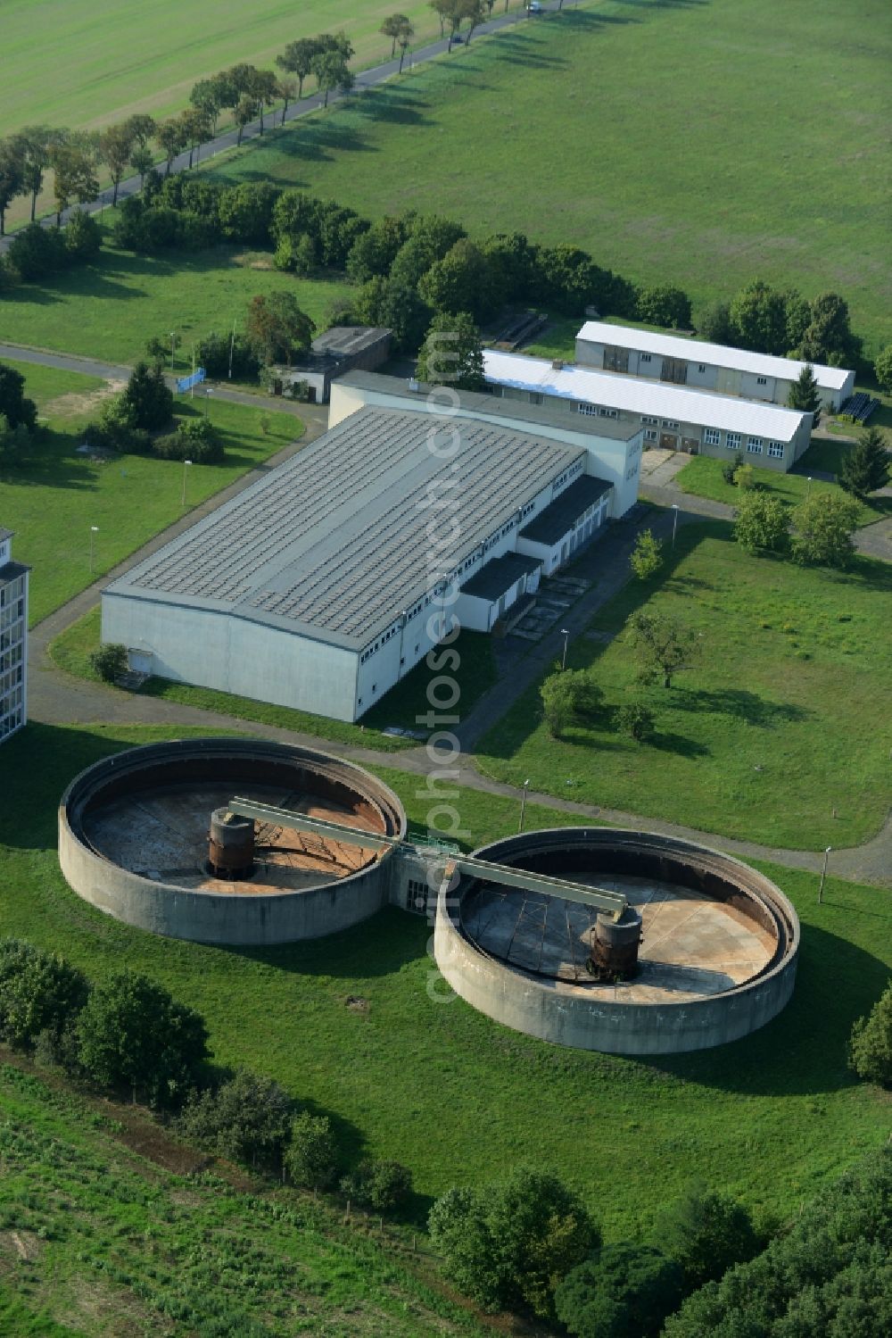 Aerial photograph Bad Schmiedeberg - Structure of the waterworks with high storage facility in Bad Schmiedeberg in the state of Saxony-Anhalt