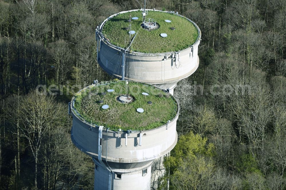 La Celle-Saint-Cloud from above - Structure of the waterworks with high storage facility in La Celle-Saint-Cloud in Ile-de-France, France