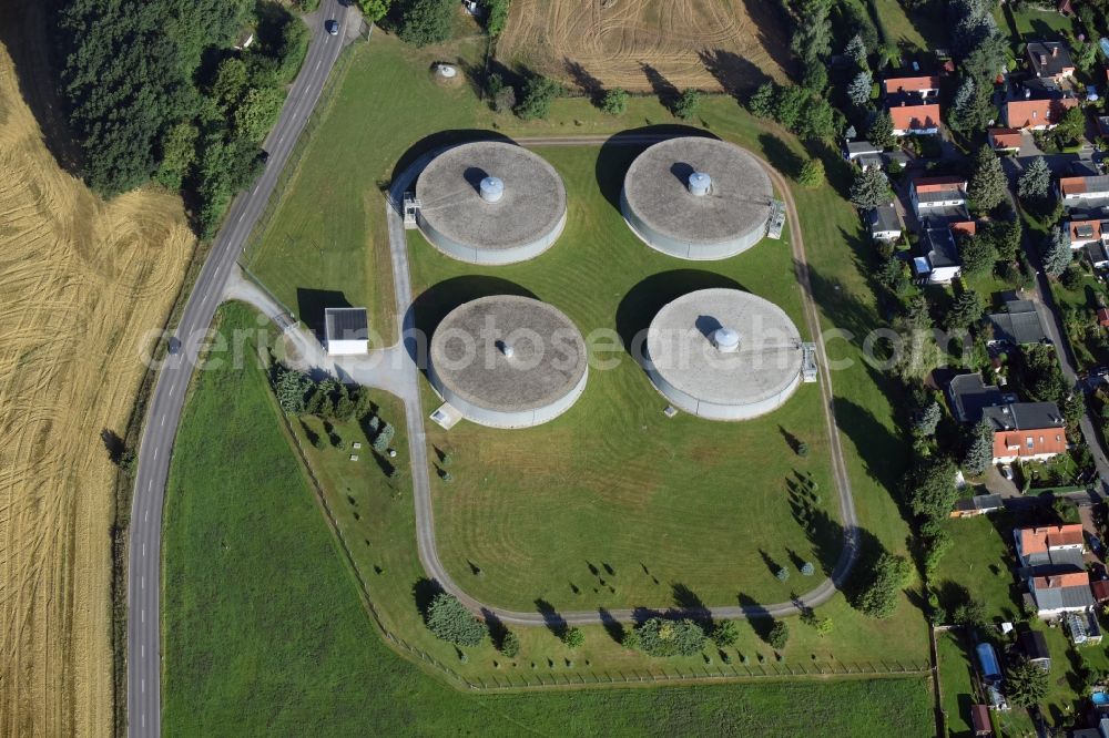 Chemnitz from above - Structure of the waterworks with high storage facility in Chemnitz in the state Saxony