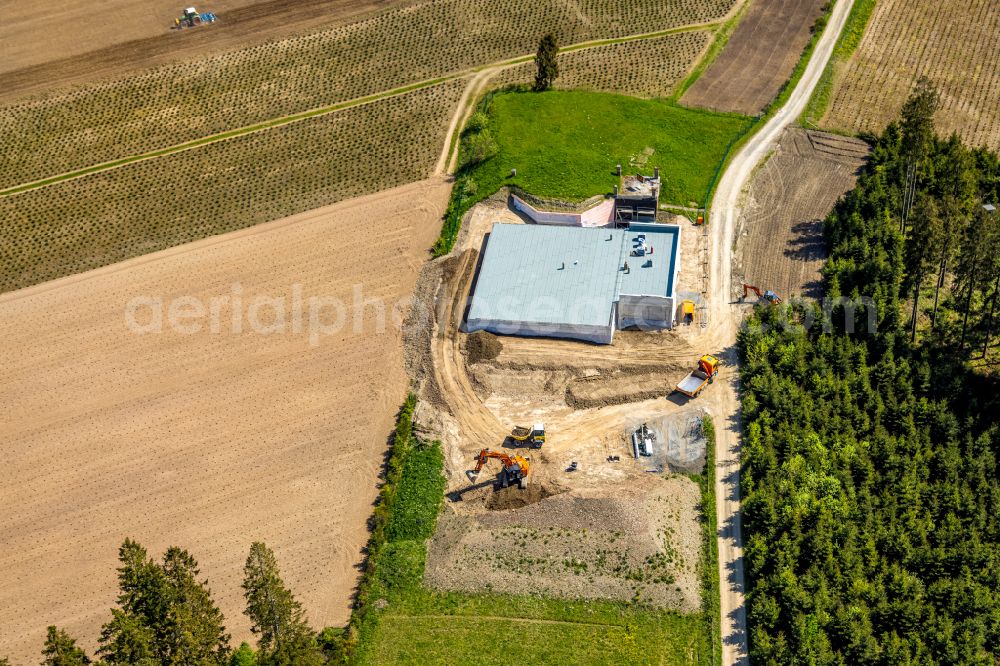 Gleidorf from above - Construction site for the new waterworks with high-storage facility in Gleidorf in the Sauerland in the federal state of North Rhine-Westphalia, Germany