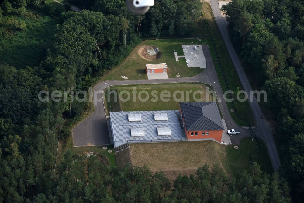 Aerial photograph Spitzmühle - Structure of the waterworks with high storage facility in Spitzmuehle in the state Brandenburg