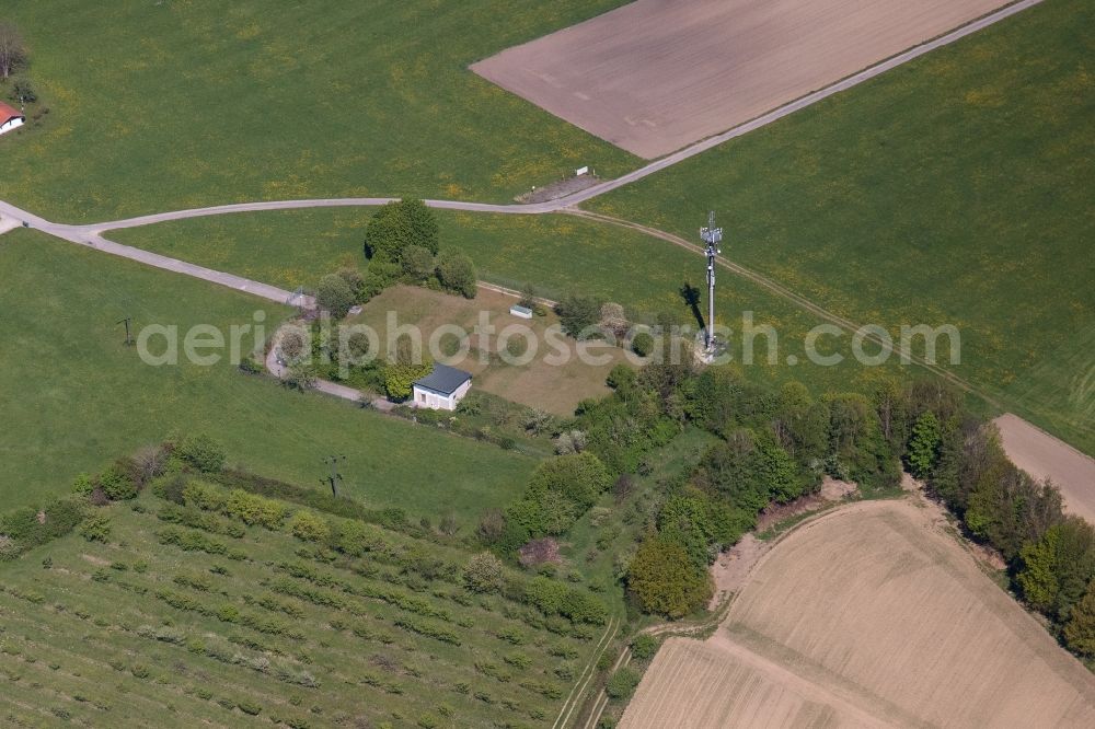 Stephanskirchen from above - Structure of the waterworks with high storage facility in Stephanskirchen in the state Bavaria, Germany