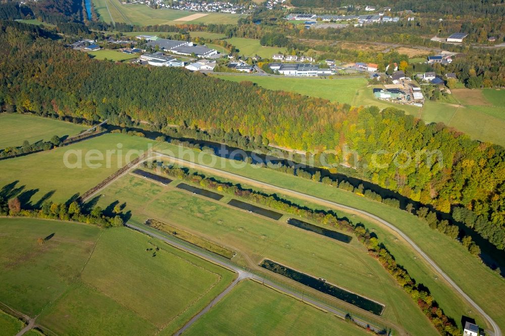 Aerial image Meschede - Waterworks in Freienohl - Meschede near the ruhr river in the state North Rhine-Westphalia