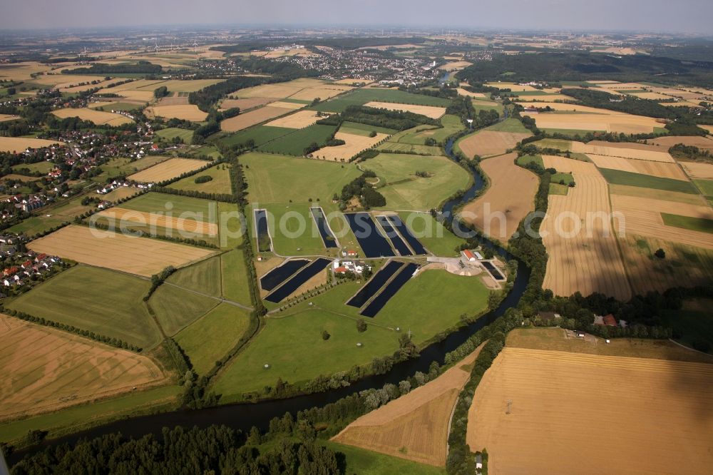 Fröndenberg / Ruhr from above - Waterworks Stadtwerke Hamm GmbH in Fröndenberg / Ruhr in North Rhine-Westphalia