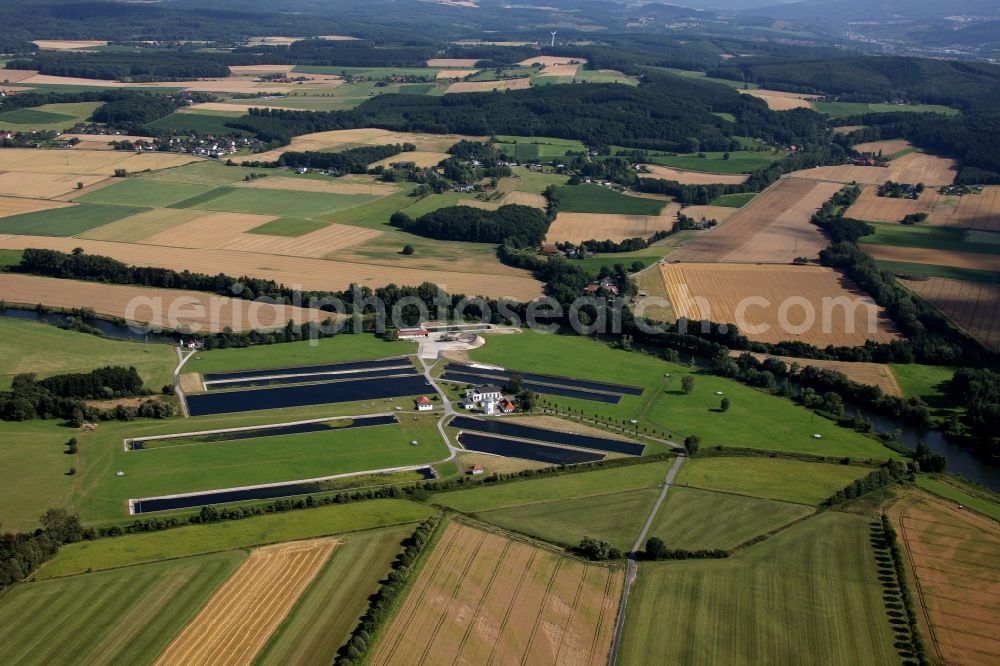 Fröndenberg / Ruhr from above - Waterworks Stadtwerke Hamm GmbH in Fröndenberg / Ruhr in North Rhine-Westphalia