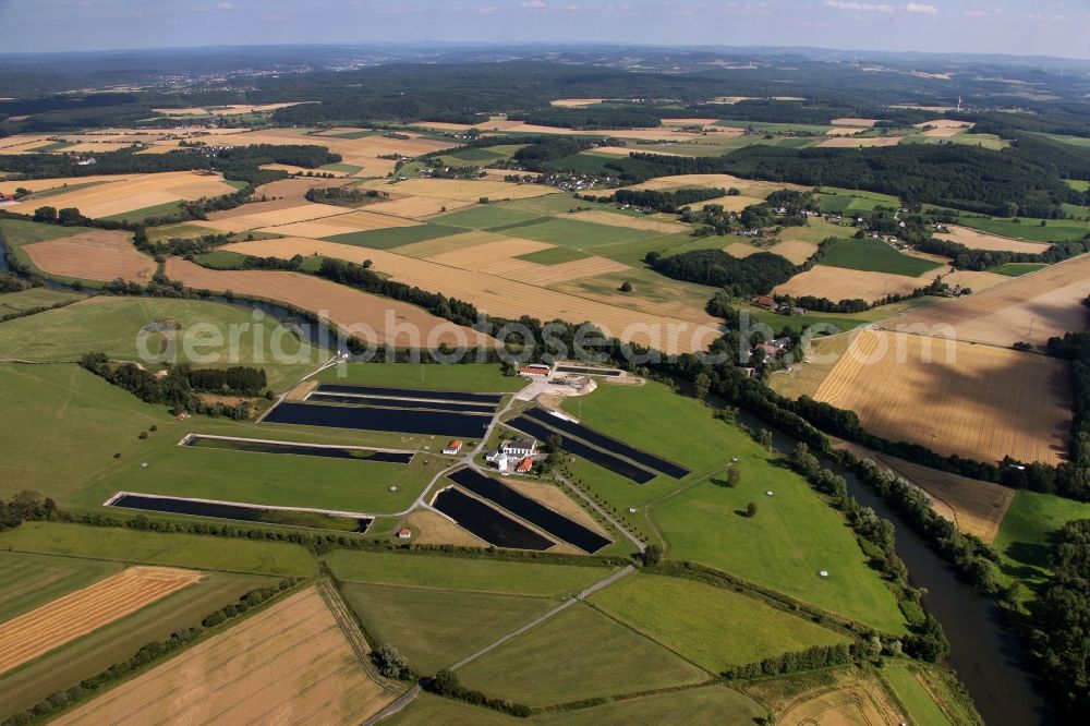 Fröndenberg / Ruhr from the bird's eye view: Waterworks Stadtwerke Hamm GmbH in Fröndenberg / Ruhr in North Rhine-Westphalia