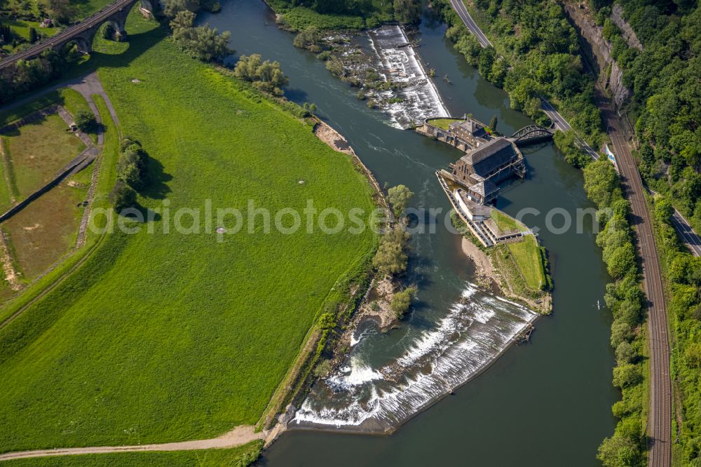 Witten from the bird's eye view: structure and dams of the waterworks and hydroelectric power plant Hohenstein of innogy SE in Witten at Ruhrgebiet in the state North Rhine-Westphalia, Germany