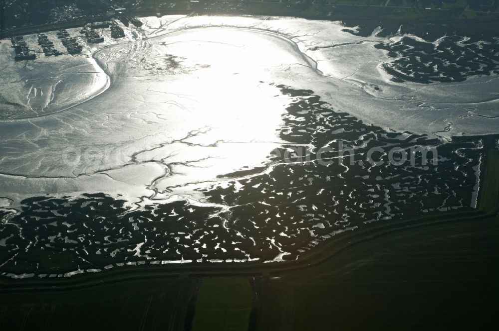 Varel from above - Wadden Sea landscape on the North Sea coast at Varel in Lower Saxony