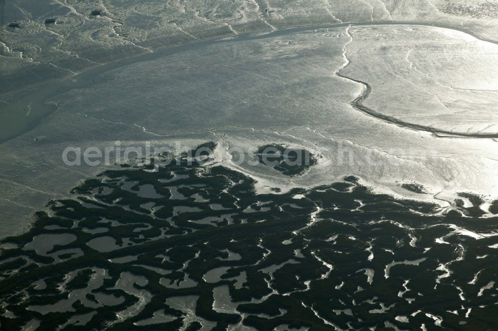 Aerial image Varel - Wadden Sea landscape on the North Sea coast at Varel in Lower Saxony