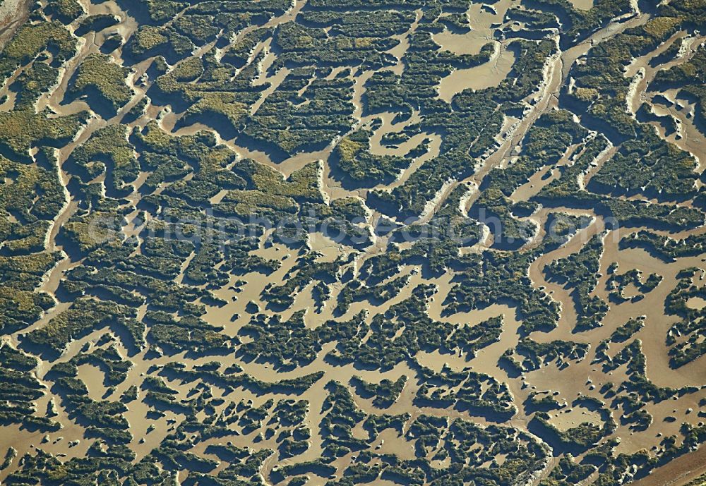 Aerial image Varel - Wadden Sea landscape on the North Sea coast at Varel in Lower Saxony