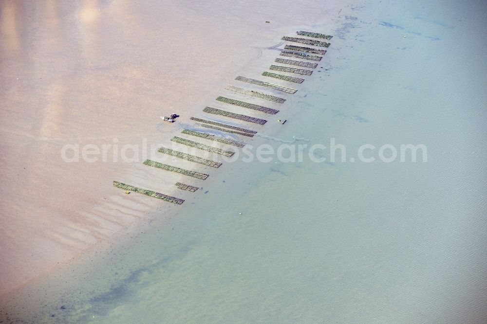 List from the bird's eye view: Wadden Sea of North Sea Coast with oyster breeding benches in List in the state Schleswig-Holstein