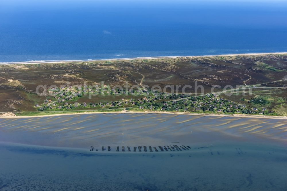 List from the bird's eye view: Wadden Sea of North Sea Coast with oyster breeding benches in List in the state Schleswig-Holstein