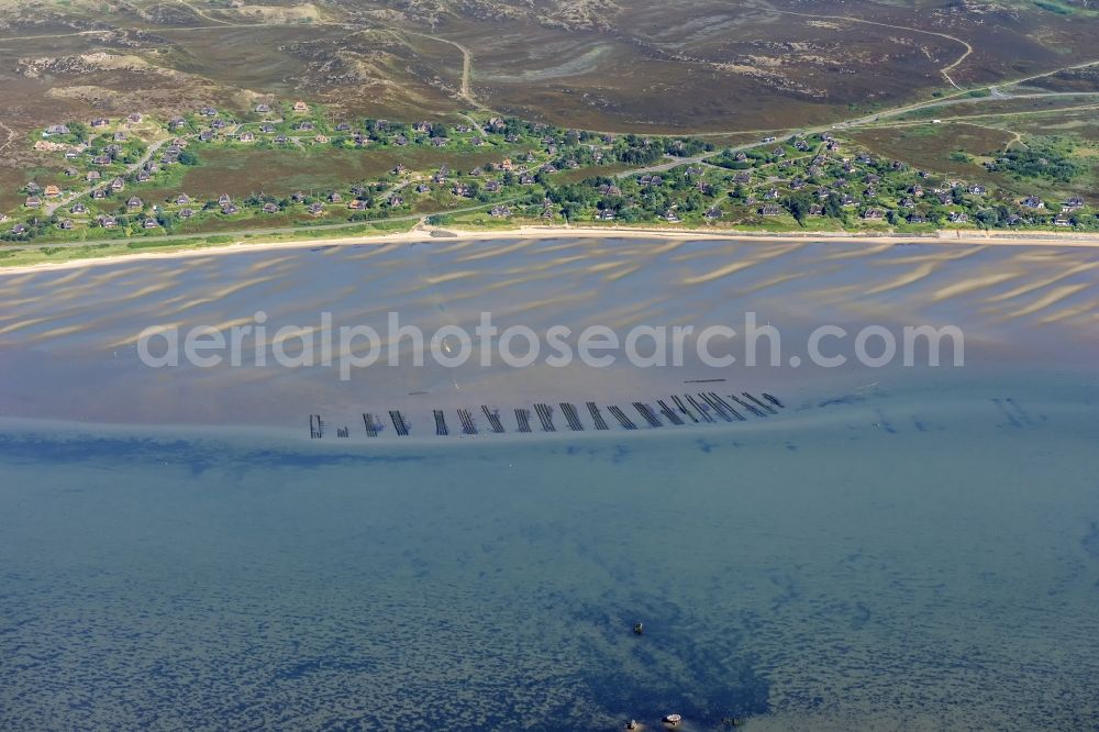 Aerial photograph List - Wadden Sea of North Sea Coast with oyster breeding benches in List in the state Schleswig-Holstein