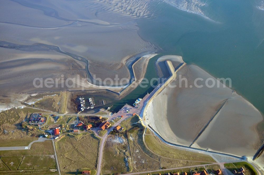 Baltrum from above - Wadden Sea of North Sea Coast in Baltrum in the state Lower Saxony