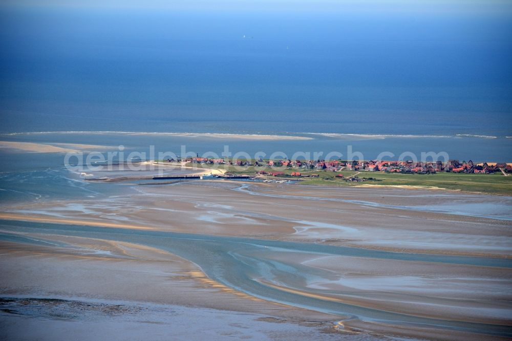 Baltrum from above - Wadden Sea of North Sea Coast in Baltrum in the state Lower Saxony