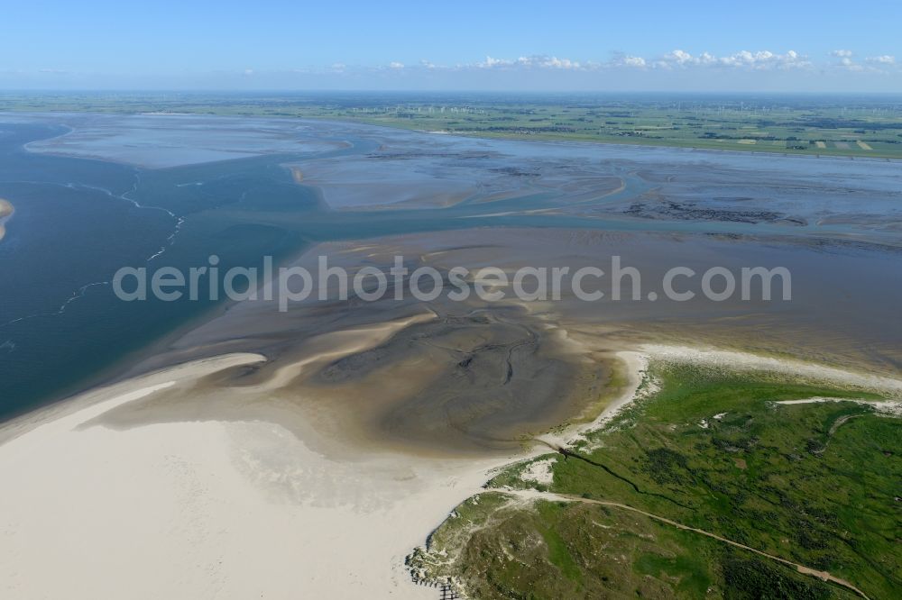 Aerial photograph Baltrum - Wadden Sea of North Sea Coast between the island Baltrum and the main land in the state Lower Saxony