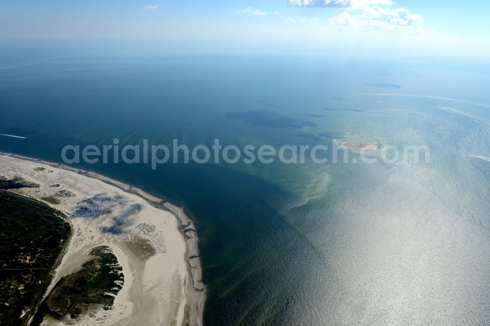 Nebel from above - Wadden Sea of North Sea Coast near Amrum in the state Lower Saxony