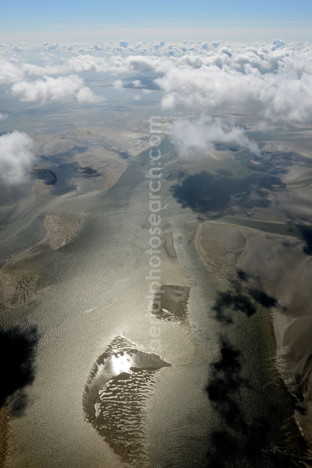 Aerial image Cuxhaven - Wadden Sea of North Sea Coast near Cuxhaven in the state Lower Saxony