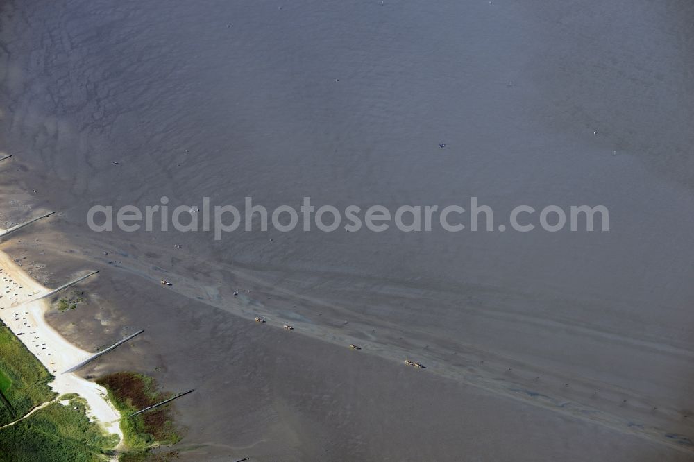 Aerial image Cuxhaven - Wadden Sea of North Sea Coast near Cuxhaven in the state Lower Saxony