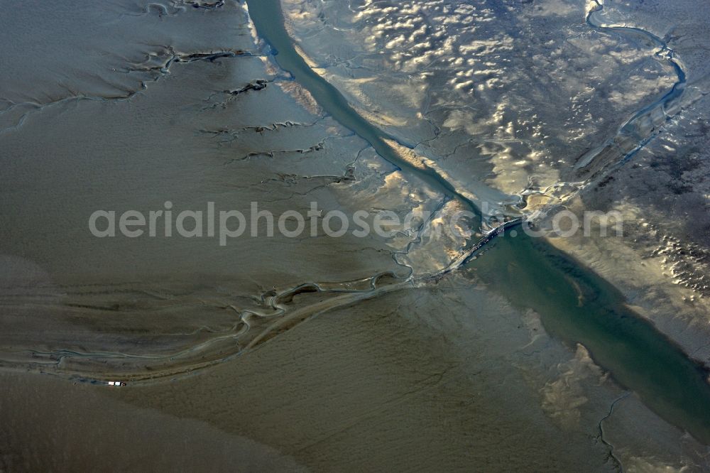 Cuxhaven from above - Wadden Sea of North Sea Coast near Cuxhaven in the state Lower Saxony