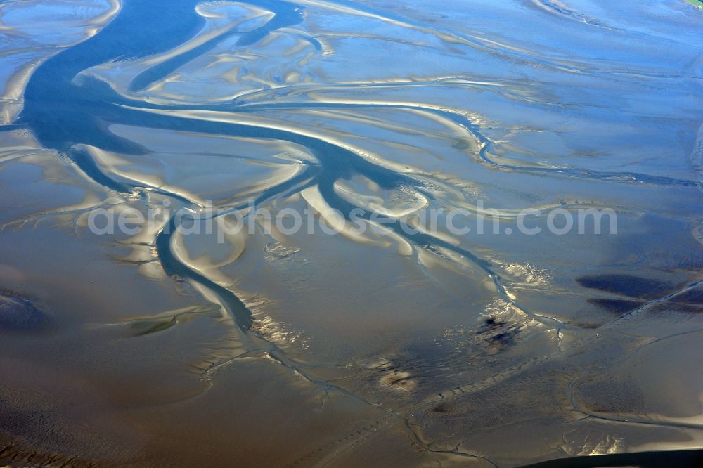 Cuxhaven from above - Wadden Sea of North Sea Coast near Cuxhaven in the state Lower Saxony