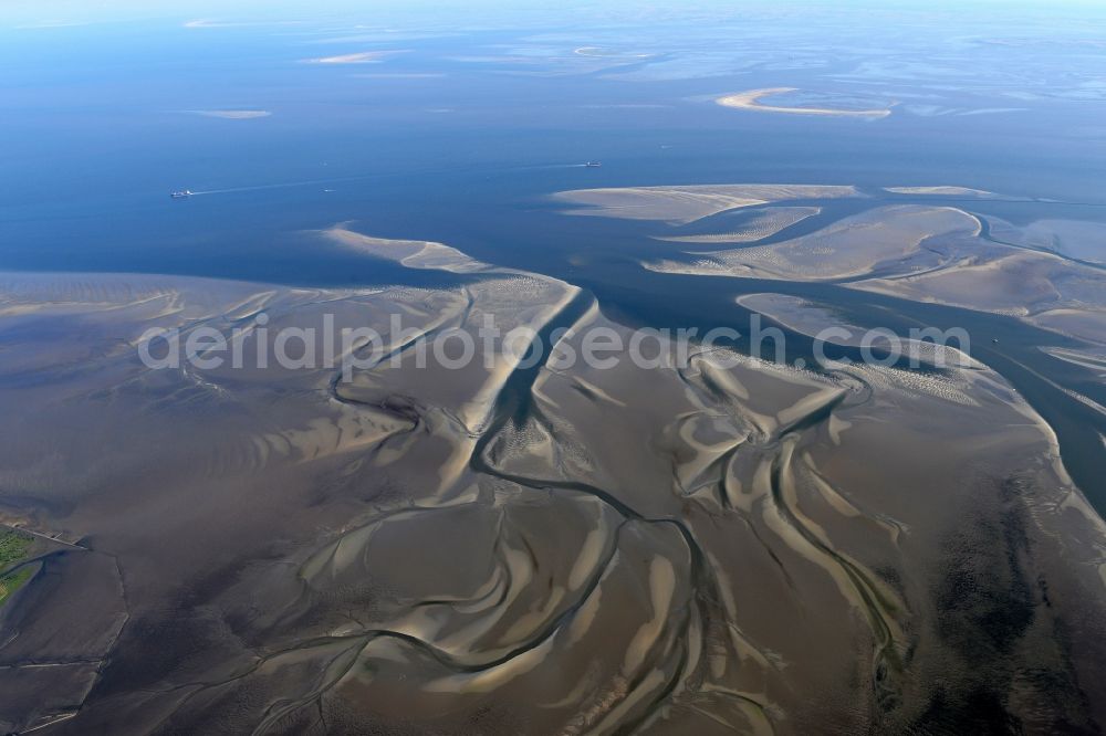 Cuxhaven from the bird's eye view: Wadden Sea of North Sea Coast near Cuxhaven in the state Lower Saxony