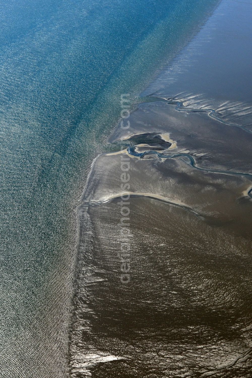 Cuxhaven from above - Wadden Sea of North Sea Coast near Cuxhaven in the state Lower Saxony